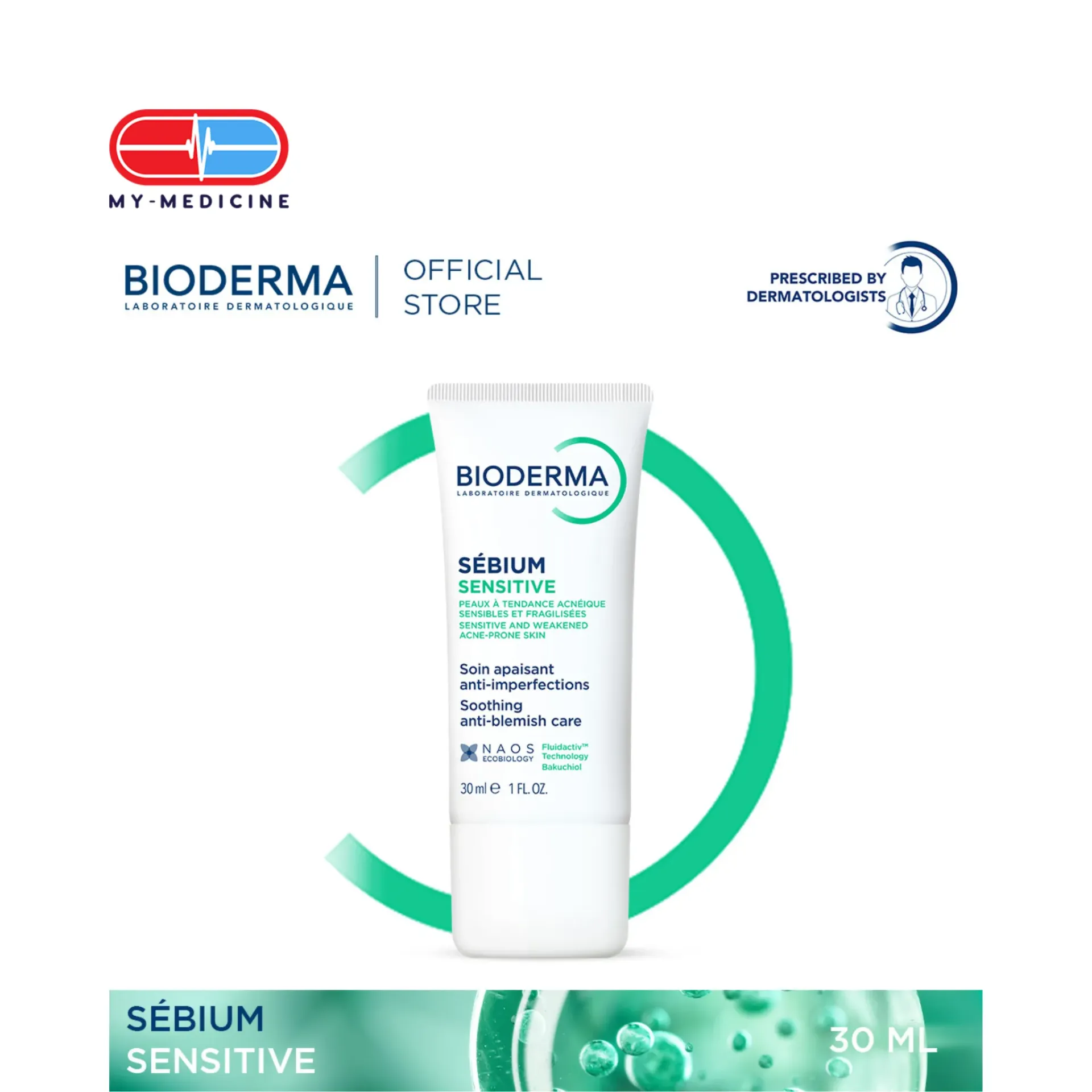 Bioderma Sebium Sensitive Soothing Acne Moisturiser (Acne-Prone Skin) - 30 ml